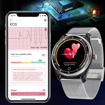 Smart Hodinky Dotykový Displej Srdcovej frekvencie Sphygmomanometer Krvný Tlak, Vodotesný IP68 Šport Fitness Krok Sledovanie EKG HRV Správa