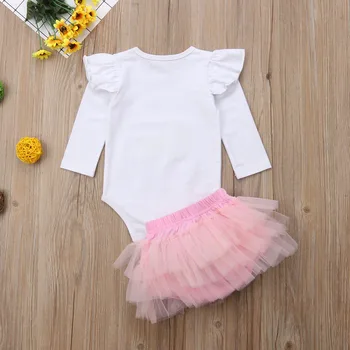 Kvetinové Dievčatá Princess Tutu Oblečenie Set Sa Dieťa Dlhý Rukáv Romper +Čipky Tutu Sukne Oblečenie Baby Cloting