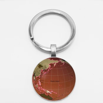 Na Mape sveta na Zem Sedem Oceánia Čas Sklo Keychain Svete Retro Mapu Auto Keychain Visí Pracky DIY Foto Prispôsobenie