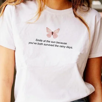 Kuakuayu HJN Úsmev na Slnko, Pretože Ste Obaja Prežili Daždivé Dni Butterfly Grafika Vrchole Letné Módy Unisex Tričko