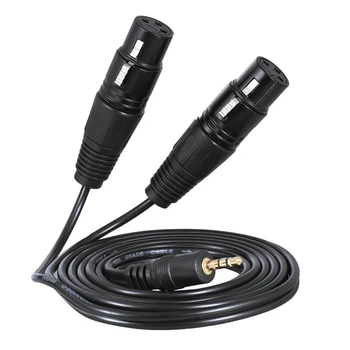 1,5 m/ 5 ft Stereo Audio Patch Kábel Kábel Dual XLR zásuvka 3,5 mm Konektor Samec