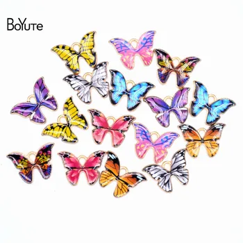 BoYuTe (50 Ks/Lot) 21*15 MM Skloviny Farebný Motýľ Prívesok Charms Diy Handmade Šperky, Doplnky, Veľkoobchod