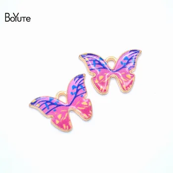 BoYuTe (50 Ks/Lot) 21*15 MM Skloviny Farebný Motýľ Prívesok Charms Diy Handmade Šperky, Doplnky, Veľkoobchod