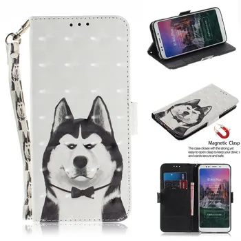 Výklopný Kryt Telefónu Tašky Pre Xiao Redmi 5 Plus Prípade, 3D Maľba PU Kožené Mäkký Silikónový Peňaženky Vzťahuje na Prípady, Coque