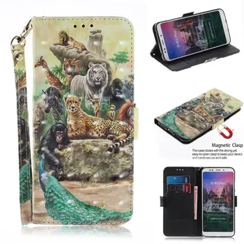 Výklopný Kryt Telefónu Tašky Pre Xiao Redmi 5 Plus Prípade, 3D Maľba PU Kožené Mäkký Silikónový Peňaženky Vzťahuje na Prípady, Coque