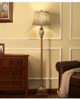 Podlahová lampa, obývacia izba, spálňa, Európsky kreatívny štýl retro vidieka vertikálne nočný stolík lampa