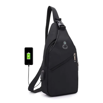 Multi-vrecko Muž Náprsné Tašky Farbou hrudníka pack USB Nabíjanie Slúchadiel Pripojte Jeden Taška na Rameno Messenger Taška Kapsičky