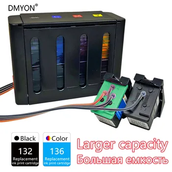 DMYON Kompatibilný pre HP 132 136 Kontinuálne Ink Systém Dodávok Inkjetprinter 6213 Deskjet 5443 D4163 2573 C3183 D5163 1513s Tlačiareň
