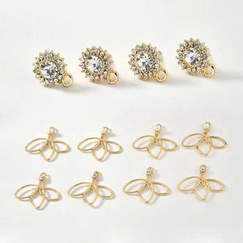 Minimálna objednávka 30pcs/veľa Zirkón dekorácie petal tvar zliatiny charms diy šperky, náušnice/náhrdelník pre ženy, prívesky, príslušenstvo