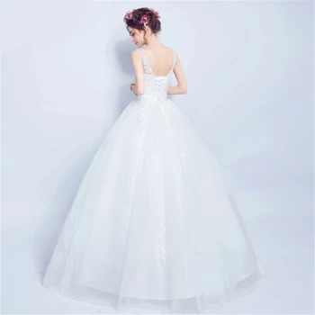 AXJFU Sexy Kvet, biele čipky svadobné šaty Princezná vintage Nevesta bez rukávov pohľadu ilúzie luk svadobné šaty 612