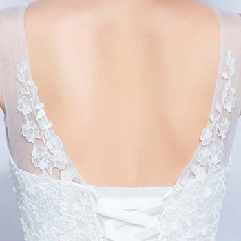 AXJFU Sexy Kvet, biele čipky svadobné šaty Princezná vintage Nevesta bez rukávov pohľadu ilúzie luk svadobné šaty 612