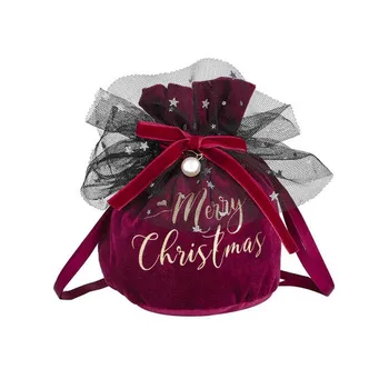 Vianočný darček taška dekorácie dodávky deti candy bag darčeková taška velvet tote bag luk darčeková taška vianočné darčekové tašky natale 02*