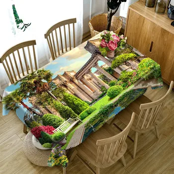 Krásna zelená vidieku 3D Dekoratívne obrus Bavlnená posteľná Bielizeň Obrus Jedálenský Stôl Kryt Pre Kuchyňa Domova