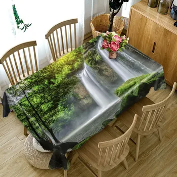 Krásna zelená vidieku 3D Dekoratívne obrus Bavlnená posteľná Bielizeň Obrus Jedálenský Stôl Kryt Pre Kuchyňa Domova