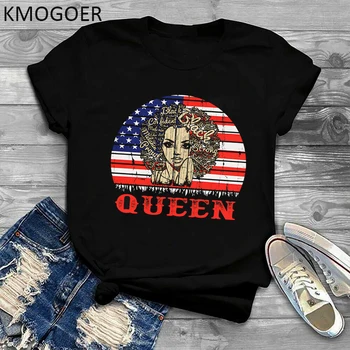 Melanín Kráľovná Fashion Tričko Ženy Grunge Estetické Harajuku Ullzang T-shirt 90. rokov Grafické Hip Hop Dievča Krátke Rukáv Tričko Topy