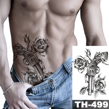 Nepremokavé Dočasné Tetovanie Nálepky Čipky Stuhou Zbraň Hviezdičkový Hotel Crown Flash Tetovanie Ženské Rameno Stehna Body Art Party Falošné Tetovanie Muž