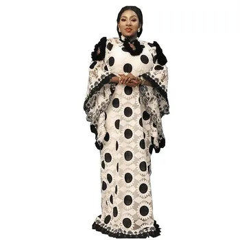 2 ks Set Afrického Dizajn Dashiki Šaty Výšivky, Čipky Oka Etnických Moslimských Abaya Bazin Šaty, Šaty Maxi Šaty Riche Lady Party