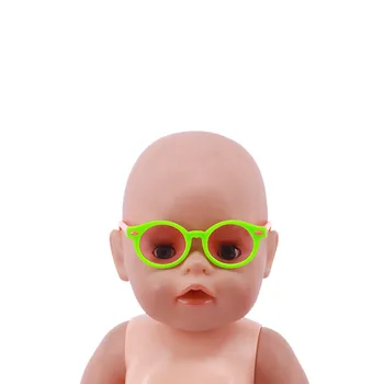 Nové Módne Pohode Kolo Rám Farebné Miniatúrne Okuliare Pre 18-Palcové Americký&43 Cm Baby New Born Bábiku Dievčatá, Hračky Rusko