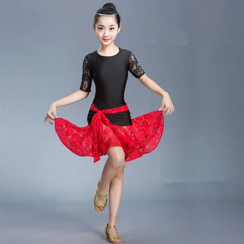 Latinské tanečné šaty pre dievčatá sála súťaže čipky latinskej salsa šaty deti dievča, rumba, samba spandex deti 2019 tango sukne