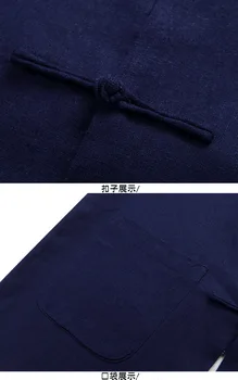 Jeseň nový čínsky štýl bavlny, dvojité bielizeň kabát voľné kimono cardigan muž farbou bielizeň, vrchné oblečenie bundy kabáty S-3XL