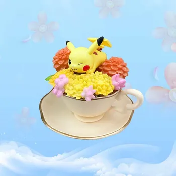Takara Tomy Pokemon 6 KS/veľa Teacup Kvety Akcie Obrázok Hračky Pikachu Venusaur Eevee Dewgong Model Bábiky pre Deti, Darčeky