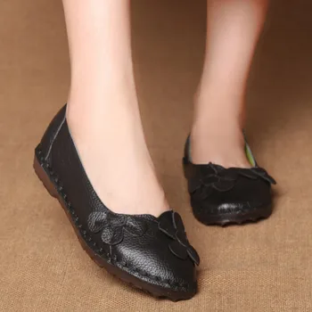 Spájanie kože bytov dámske jarné letné byty mäkké vysokej kvality matka bežné slip-on topánky