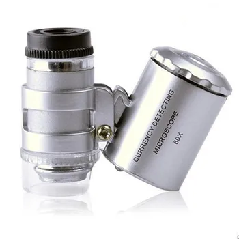 OOTDTY 60x Mini Pocket LED UV Klenotníkov Loupe Mikroskopom Sklo Šperky zväčšovacie sklo