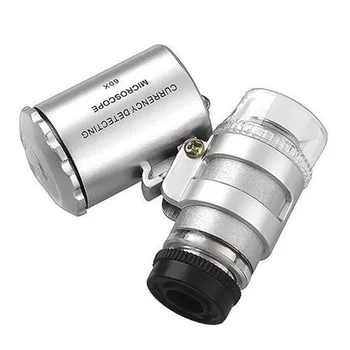 OOTDTY 60x Mini Pocket LED UV Klenotníkov Loupe Mikroskopom Sklo Šperky zväčšovacie sklo