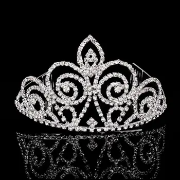 Doprava zadarmo nevesta kráľovná korunná princezná Európskej luxusné crystal svadobné tiara drahokamu crystal vlasy koruny ročník