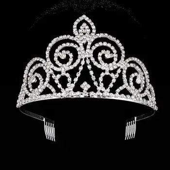 Doprava zadarmo nevesta kráľovná korunná princezná Európskej luxusné crystal svadobné tiara drahokamu crystal vlasy koruny ročník