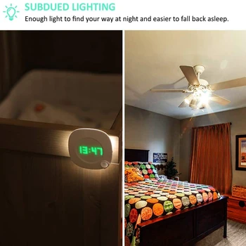 Smart Senzor Pohybu, Nočné Svetlo, Nastaviteľné LED Digitálne Hodiny, Lampa Šatník, Schodisko, Nástenné Svetlá pre Kúpeľne, Kuchyne, Chodby