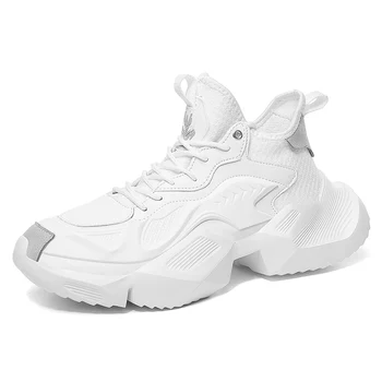 2019 nové pánske topánky jesenné a zimné športové topánky príležitostné športové topánky biele kožené poltopánky pánskej módy priedušná