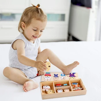 Drevené Puzzle Zajac Rodiny Dress-Up, Puzzle, Hračky s Drevenými Skladovanie Prípade Triedenie & Zodpovedajúce Hra pre Deti (72Pc)