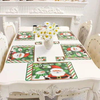 6pcs 28*42cm tabuľka mat+6pc 10 cm pohár mat 2017 Vianočný Stôl Placemat Ozdoby Domov Hotel Cafe Dekorácie, Riad Mat Vianoce