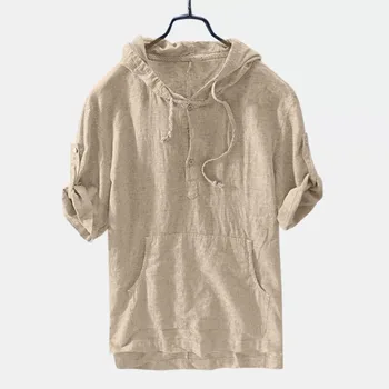 Muži Oblečenie 2020 Jeseň Nové Produkty Kapucňou Príležitostné Voľné Krátke T-shirt pánske Turtleneck Roll Rukáv Hot Predaj