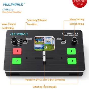 Feelworld Video Switcher Reálnom Čase Live Streaming Multi-Formát Video Mixer HDMI rocasting Studio Záznam Switchers Livepro L1