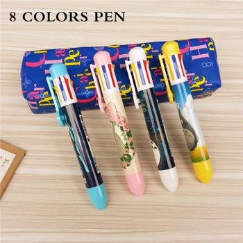 1PCS 8 in1 Farby Roztomilý Flexibilné guličkové Pero na Písanie Farebné Perá cartoon vzor pero pre Školského Úradu Dary