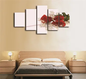 5 Ks/súbor Červené Kvety Plátno na Maľovanie na Stenu Umenie Domova Obrázok Pre Obývacia Izba Maľovanie Na Stenu Vo Vysokej Kvalite