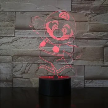Mario 3D LED nočné svetlo USBTable Lampa Zmena Farby Lampen Dieťa Nočného USB Flexibilné lampe Priateľmi Deti Narodeninám -3301