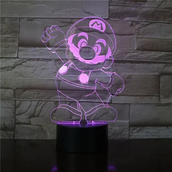 Mario 3D LED nočné svetlo USBTable Lampa Zmena Farby Lampen Dieťa Nočného USB Flexibilné lampe Priateľmi Deti Narodeninám -3301