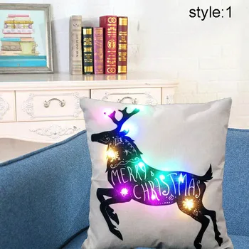Krásne Obliečky na Vankúš LED Svetlo Tlač 45x45CM Darček Pre Vianočný Večierok Office Home Textilné FBE3