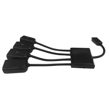 4 v 1 Porty Micro USB HUB Adaptér Napájanie a Nabíjanie OTG Hub Host Kábel Kábel Adaptéra pre Android Smartphony, Tablety