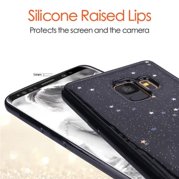 Luxusné Bling Mäkké Silikónové puzdro Pre Samsung Galaxy S8 S9 Plus poznámka 8 Prípade Pre A6 A8 Plus 2018 Kryt TPU Shockproof Trblietajúce sa Hviezdy