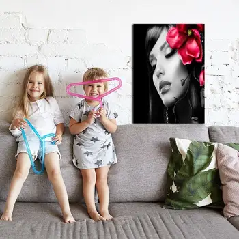 HD Plátno Tlačiť Domova Umenie Maľba Fotografie Dievčat s Kvetmi