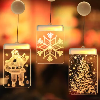 Vianočné LED Víla String Svetlá Batérie USB 3D Santa Claus Strom Akryl Nočné Svetlo Svadobné, Vianočné Dekorácie Pre Domov