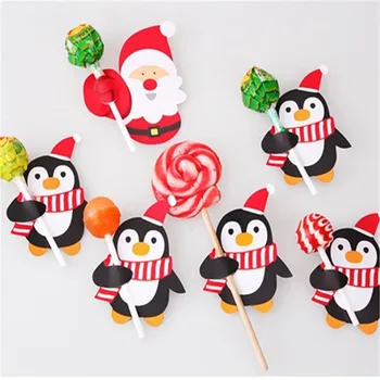 50pcs Vianočný Papier Cukrovinky, Čokoláda Lízatko Palice Cake Pops Xmas Party Dekor Lízatko Notebook DIY Plavidlá Santa Claus Penguin