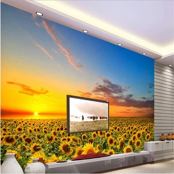 Beibehang Krásna slnečnica kvet stenu pozadia na stenu obývačky, spálne, gauč vlastné dekoratívne nástenné maľby
