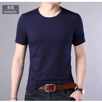B1001--Krátke rukávy t-shirt pánske 1 lete nový trend kórejská verzia bavlna jar mužov okolo krku polovicu-rukávy oblečenia