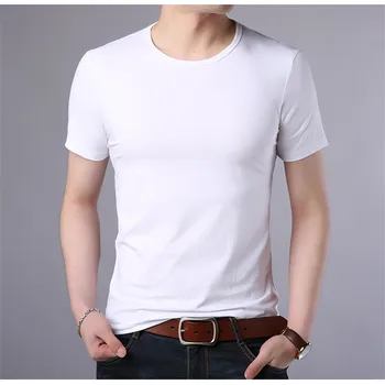 B1001--Krátke rukávy t-shirt pánske 1 lete nový trend kórejská verzia bavlna jar mužov okolo krku polovicu-rukávy oblečenia