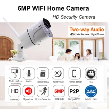 5MP IP Kamera, Bezdrôtové 64 G 3Meter Adaptér pre Kamerový Bezpečnostný obojsmerné Audio Domov Dohľadu Vonkajšie Nepremokavé Nočné Videnie, Wifi, Cam